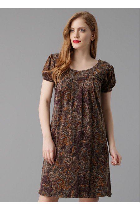Kahve Elbise Desenli