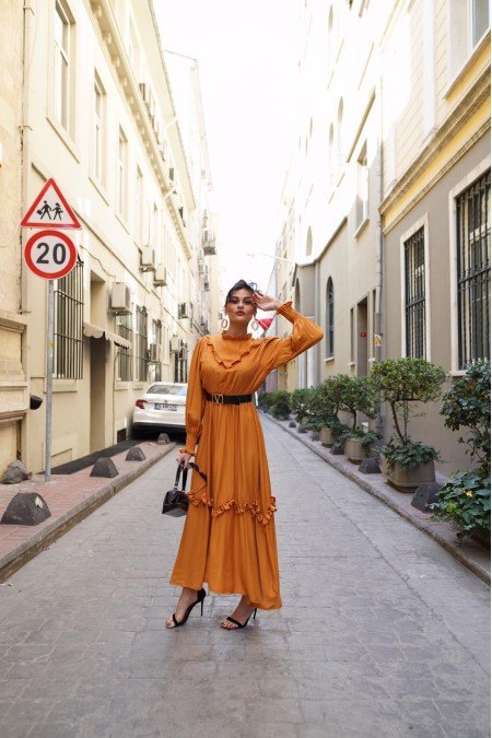 Sarı Elbise Belmando Kumaş