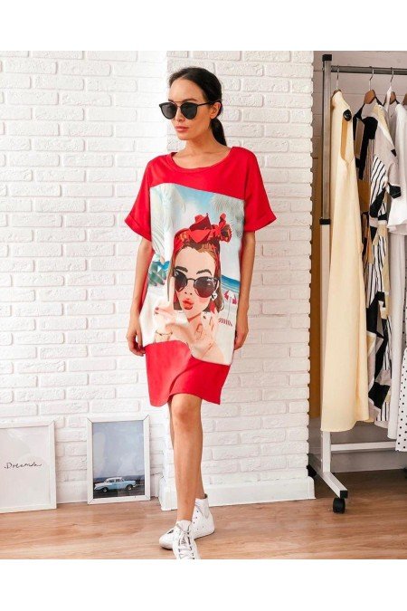 Kırmızı Elbise Penye Kumaş