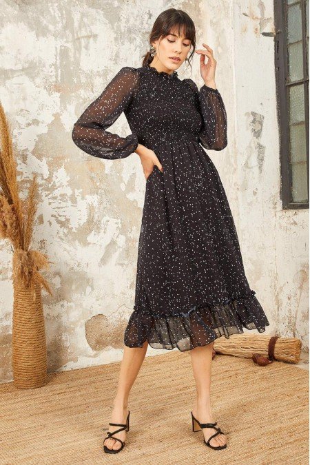 Desenli Elbise Şifon Kumaş