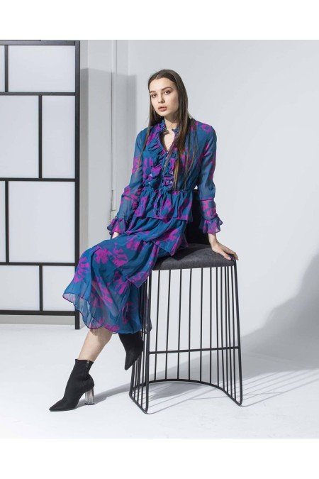 Desenli Elbise Şifon Kumaş