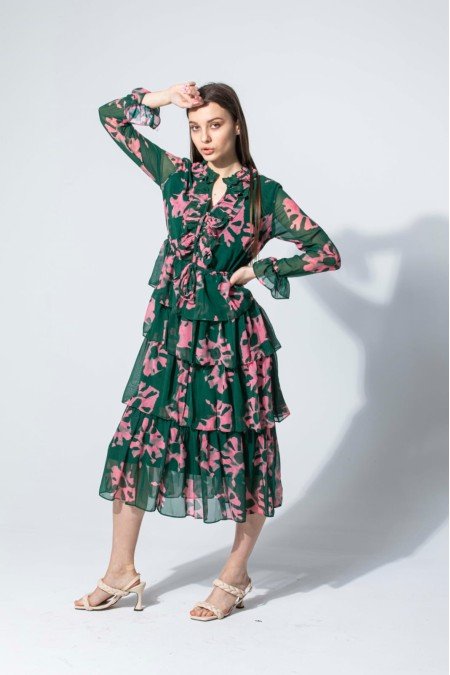 Desenli Elbise Şifon Kumaş