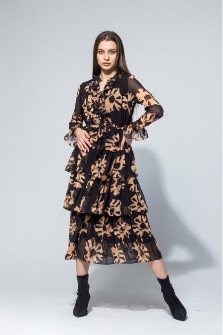 Desenli Elbise Şifon Kumaş