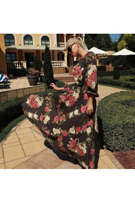 Desenli Elbise Jennyfer Krep Kumaş