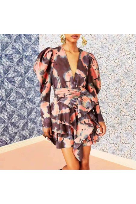 Desenli Elbise Jennyfer Krep Kumaş