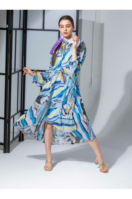 Desenli Elbise Şifon Kumaş