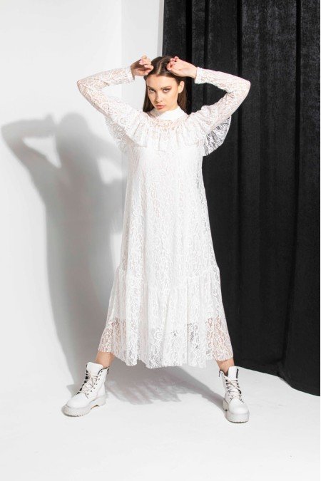 Beyaz Elbise Dantelli Beyaz Elbise Dantelli