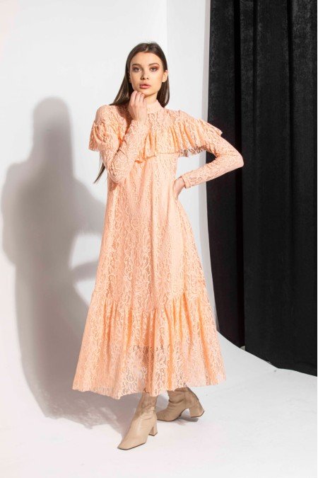 Pembe Elbise Dantelli Pembe Elbise Dantelli