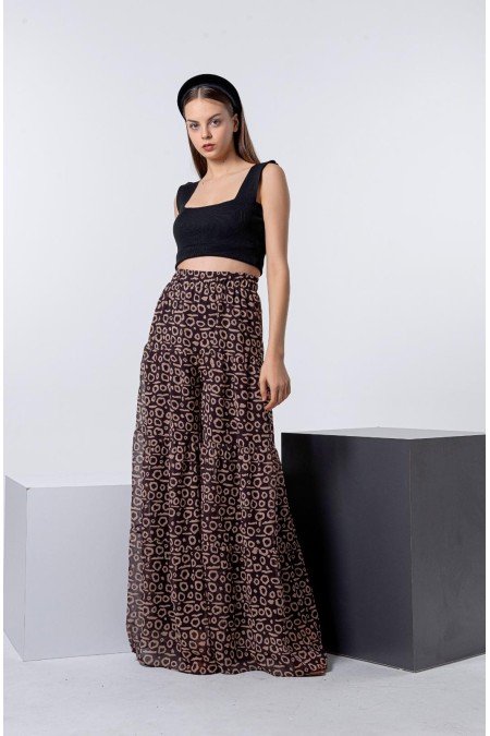 Desenli Pantolon Şifon Kumaş