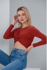 Kiremit Bluz Crop Kiremit Bluz Crop