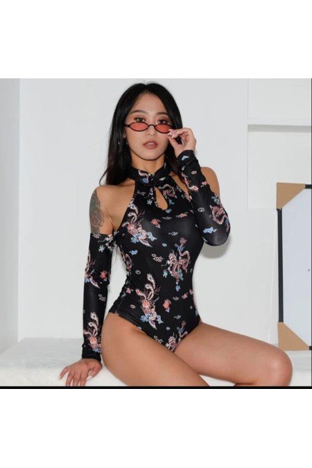 Desenli Bluz Boydsuit