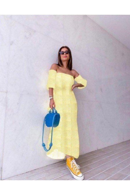 Sarı Elbise Poplin Kumaş