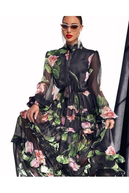 Desenli Elbise Jennyfer Krep Kumaş Desenli Elbise Jennyfer Krep Kumaş