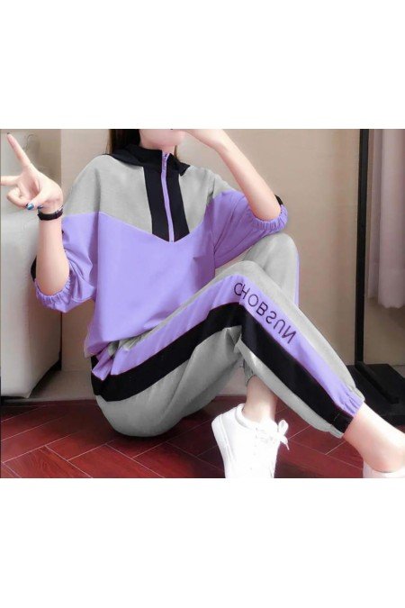 Lila Eşofman Takım Atlas Kumaş