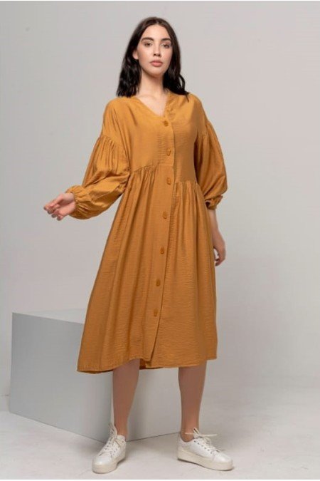 Hardal Elbise Airobin Kumaş Hardal Elbise Airobin Kumaş