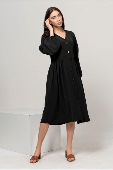 Siyah Elbise Airobin Kumaş Siyah Elbise Airobin Kumaş