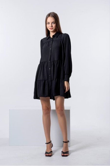 Siyah Elbise Airobin Kumaş Siyah Elbise Airobin Kumaş