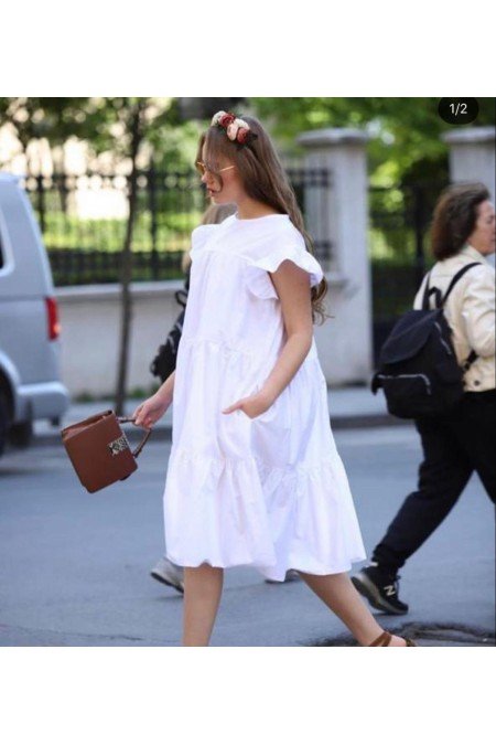 Beyaz Elbise Poplin Kumaş Beyaz Elbise Poplin Kumaş