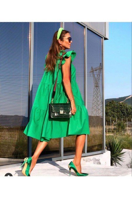 Yeşil Elbise Poplin Kumaş Yeşil Elbise Poplin Kumaş