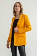 Sarı Ceket Atlas Kumaş Sarı Ceket Atlas Kumaş