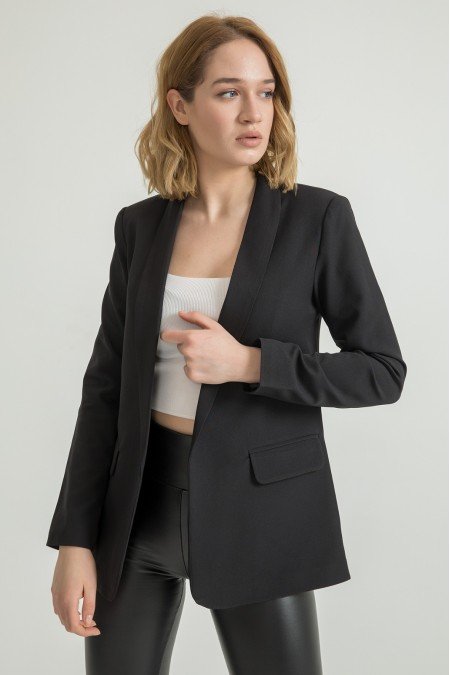 Siyah Ceket Atlas Kumaş