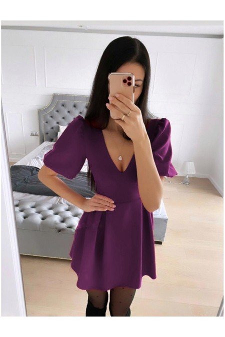 Mürdüm Elbise Crep Kumaş Mürdüm Elbise Crep Kumaş