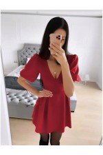 Bordo Elbise Crep Kumaş Bordo Elbise Crep Kumaş