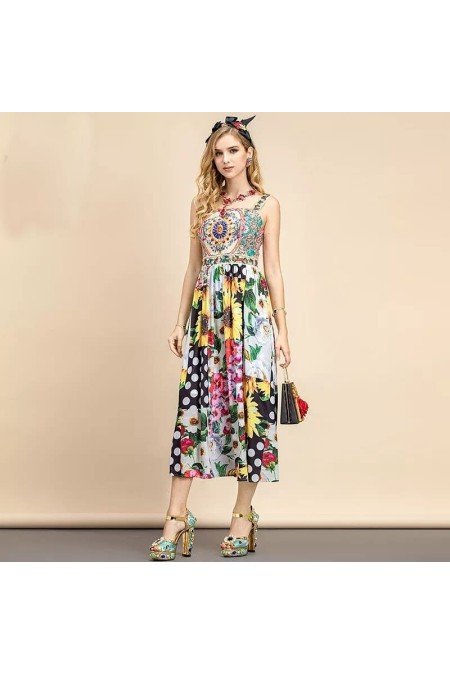 Desenli Elbise Atlas Kumaş Desenli Elbise Atlas Kumaş