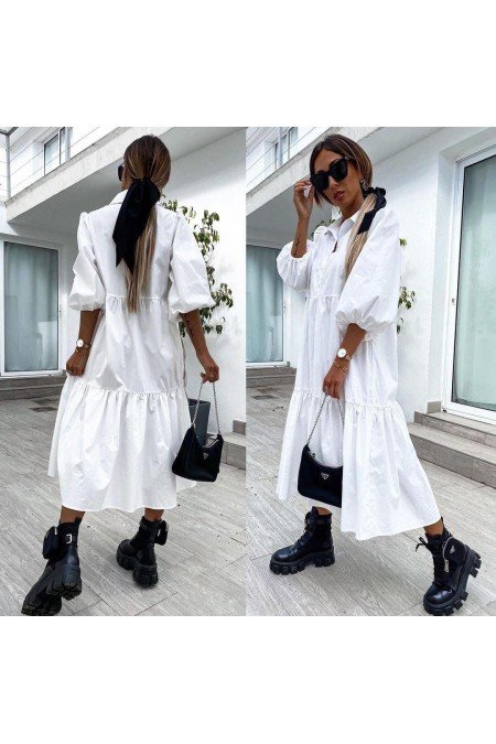 Beyaz Elbise Poplin Kumaş Beyaz Elbise Poplin Kumaş