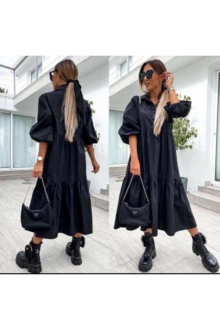 Siyah Elbise Poplin Kumaş Siyah Elbise Poplin Kumaş