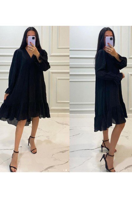 Siyah Elbise Vual Kumaş