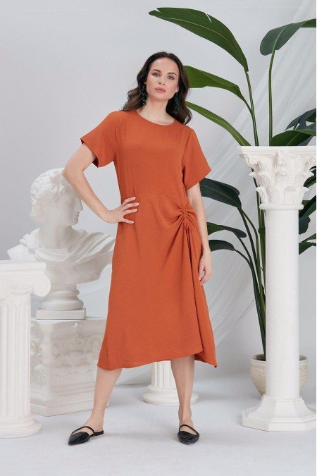 Orange Elbise Airobin Kumaş