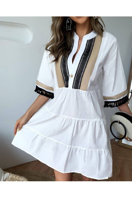 Beyaz Elbise Poplin Kumaş