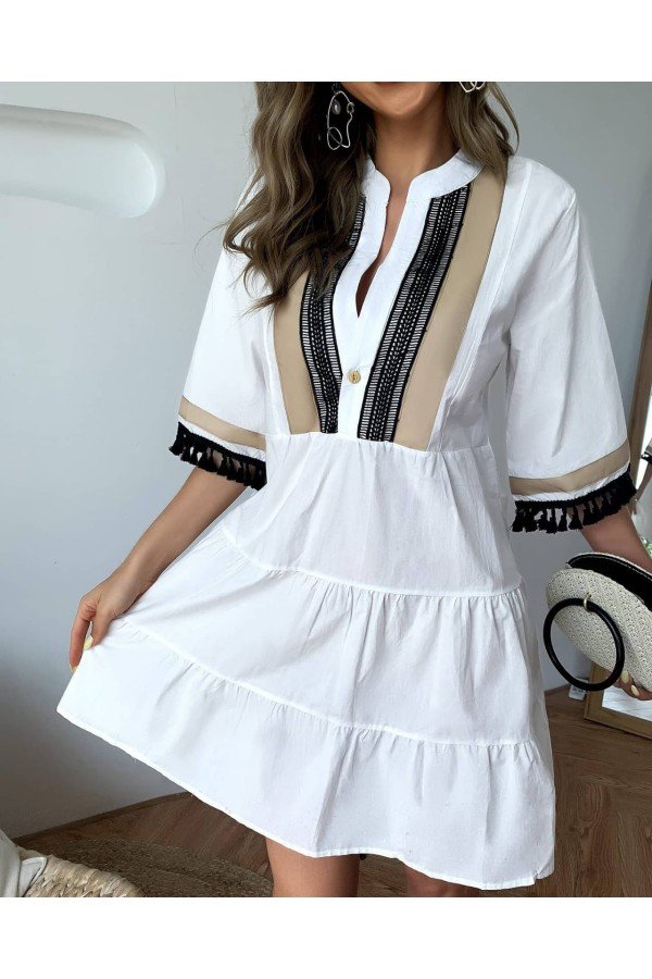 Beyaz Elbise Poplin Kumaş Beyaz Elbise Poplin Kumaş