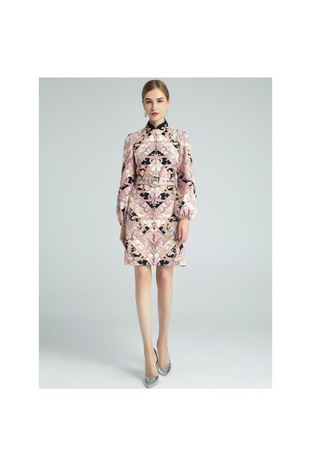 Desenli Elbise Atlas Kumaş Desenli Elbise Atlas Kumaş