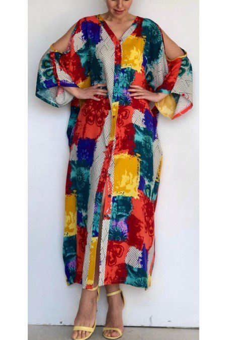 Desenli Elbise Viscon Kumaş Desenli Elbise Viscon Kumaş