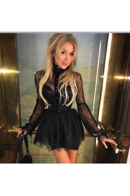 Siyah Abiye Taş İşlemeli