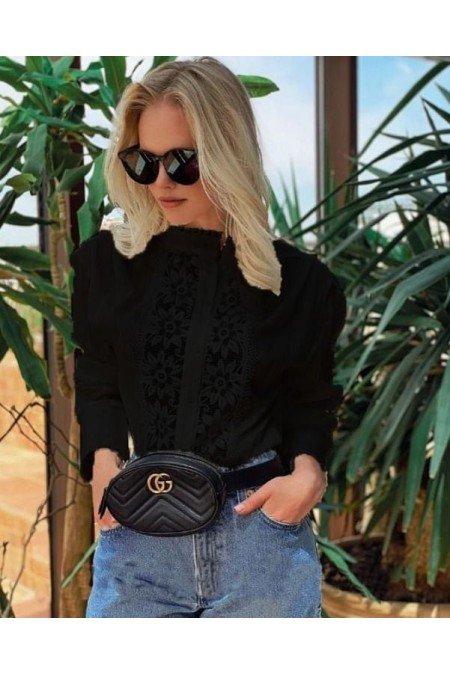 Siyah Gömlek Güpürlü Siyah Gömlek Güpürlü