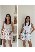 Kahve Beyaz Şort Kahve Beyaz Şort