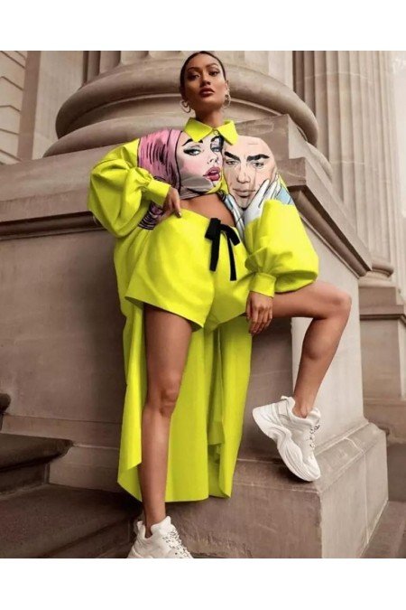 Sarı Takım Atlas Kumaş