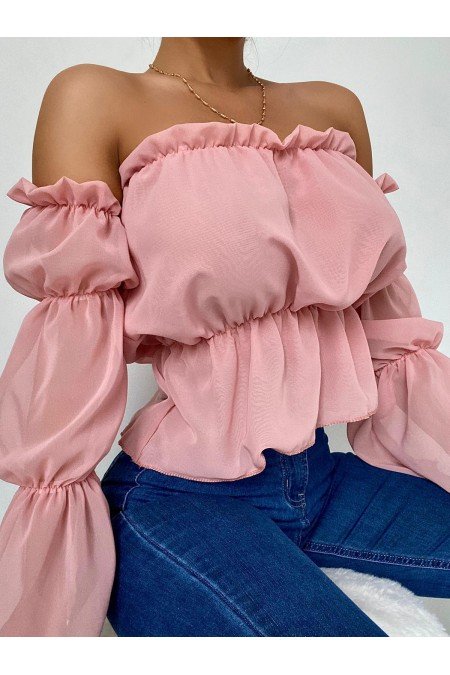 Pembe Bluz Şifon Kumaş