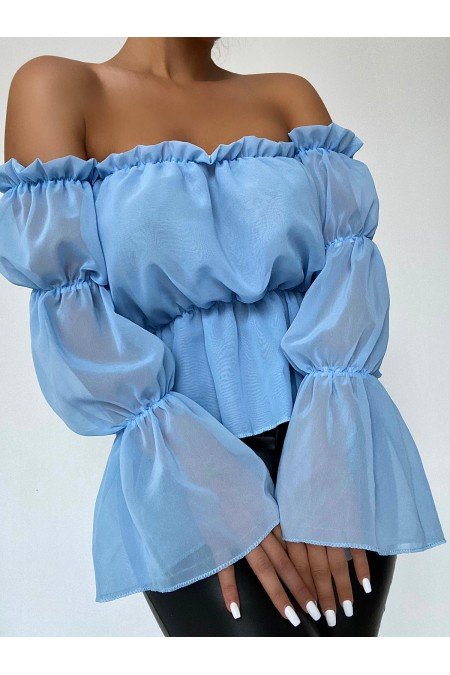 Mavi Bluz Şifon Kumaş Mavi Bluz Şifon Kumaş