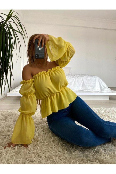 Sarı Bluz Şifon Kumaş Sarı Bluz Şifon Kumaş