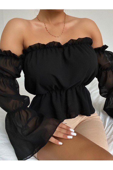 Siyah Bluz Şifon Kumaş Siyah Bluz Şifon Kumaş