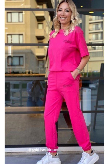 Neon Pembe Takım Pamuklu Neon Pembe Takım Pamuklu