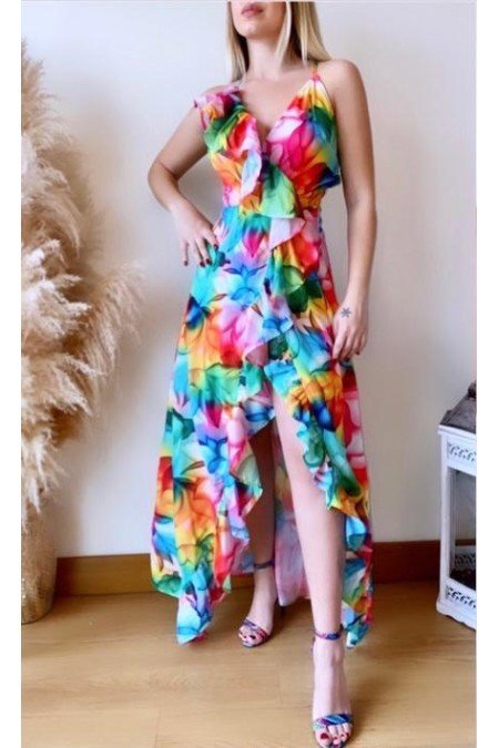 Çiçek Desenli Elbise Krep Kumaş