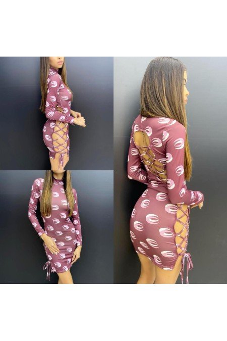 Desenli Elbise Micro Kumaş