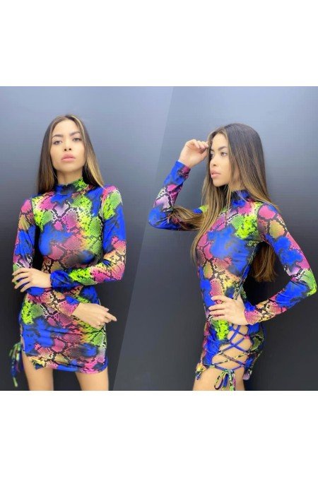 Desenli Elbise Micro Kumaş