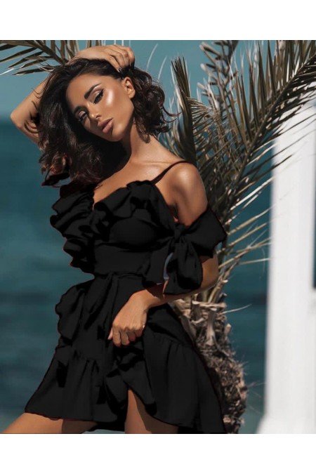 Siyah Elbise Saten Kumaş Siyah Elbise Saten Kumaş