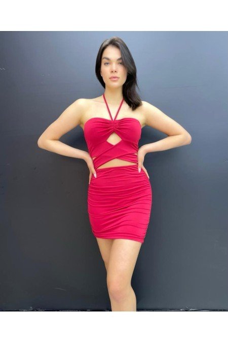 Fuşya Elbise Sandy Kumaş